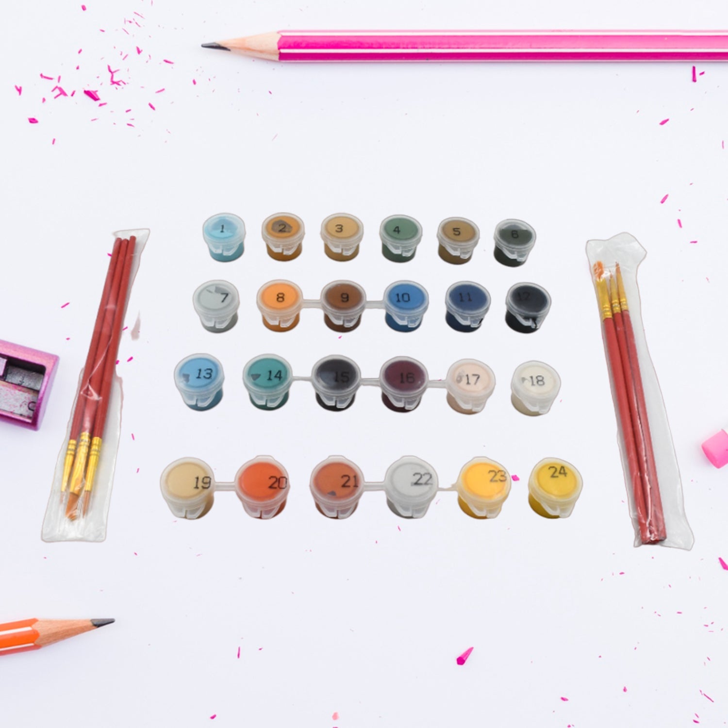 Canvas paint-by-numbers kit for adults, includes paintbrushes and 24 colors. Canvas paint-by-numbers kit for adults, includes paintbrushes and 24 colors.